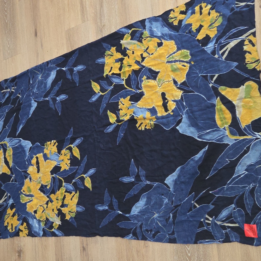 Anthropologie Lotte Erfurt Hjorth Limited Edition Blue Gold Sequin Scarf 37"×64"